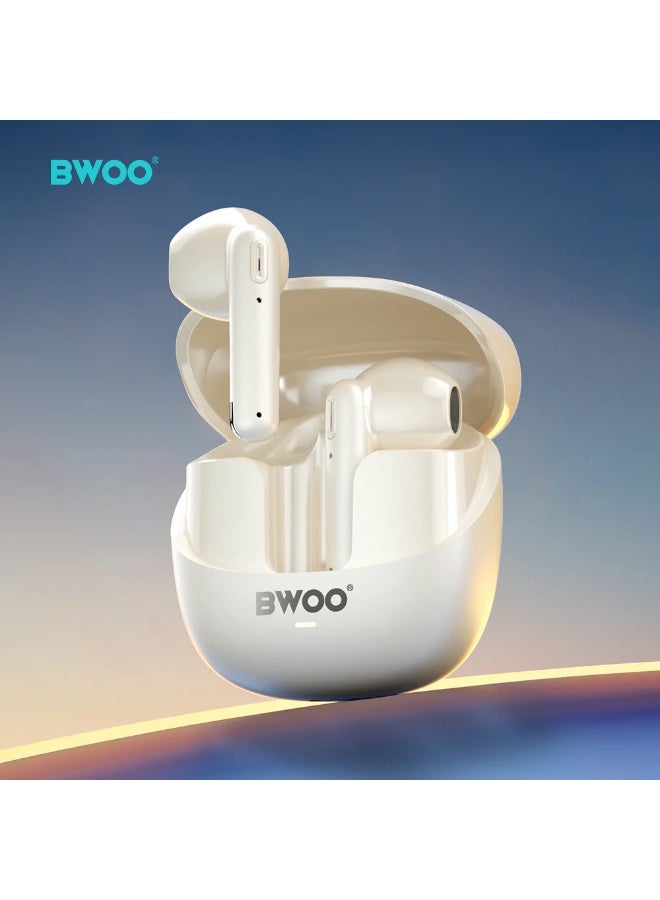BWOO Enc Noise Reduction Wireless Earphone White - Image 3